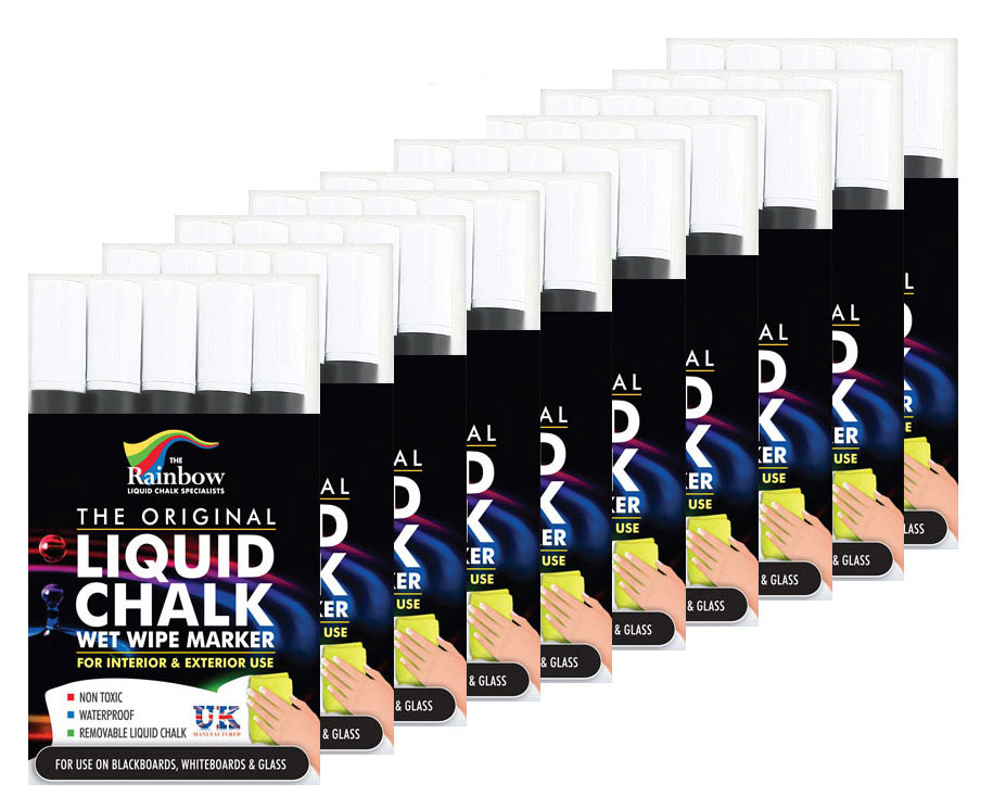 Liquid Chalk Wet Wipe 5mm Bullet All White Case of 10 Packs